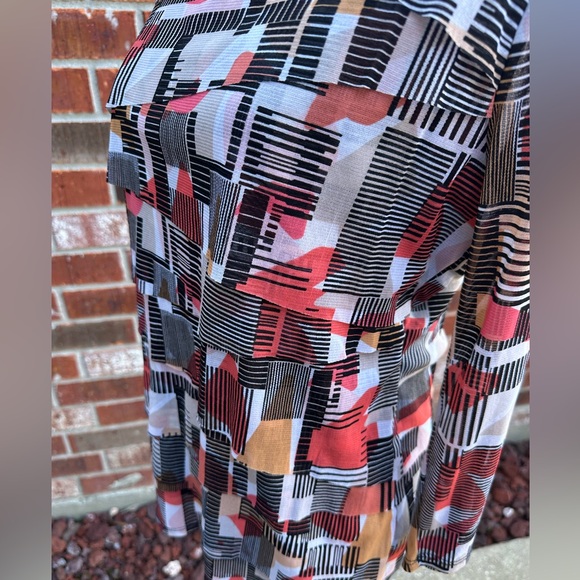 Alfani Layered Mesh Lined Geometric Patterned Women's Top - Picture 5 of 9